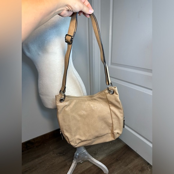 Vintage bueno lightening tan multi zipper convenient small bag - Picture 4 of 8